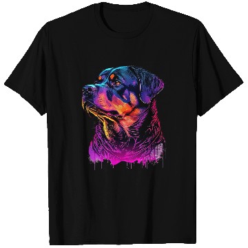 Discover Dog Rottweiler Synthwave 80s Retrowave Aesthetic 3 T-Shirts