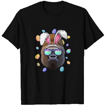 Discover Gorilla Easter Bunny Ears Funny Easter Eggs Hunting T-Shirts