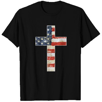 Discover Conservative Cross with American Flag T-Shirts