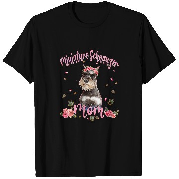 Discover Dog Schnauzer Womens Cute Schnauzer Mom Flower Dog T-Shirts