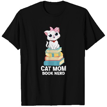 Discover Funny Cat Mom Ladies Reading Teacher Book Lover T-Shirts