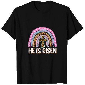 Discover Christian He Is Risen Rainbow Leopard Happy Easter Day Christian Jesus 3 Christ T-Shirts