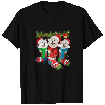 Discover Dog Samoyed In Christmas Socks T-Shirts