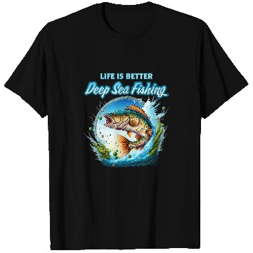 Discover Fishing Deep Sea Fishing Sea Ocean Fish Trout Calico Bass Fisher T-Shirts