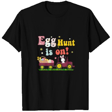 Discover Tractor driving Egg Hunt Is On Tractor Easter Bunny Eggs Boys Kids Toddler 3 T-Shirts
