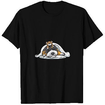Discover Bernedoodle Dog With Stuffed Animal Sleeping Napping T-Shirts