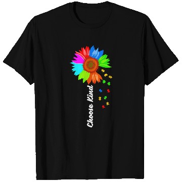 Discover Autism Choose Kind Daisy Flower Awareness Neurodiverse T-Shirts