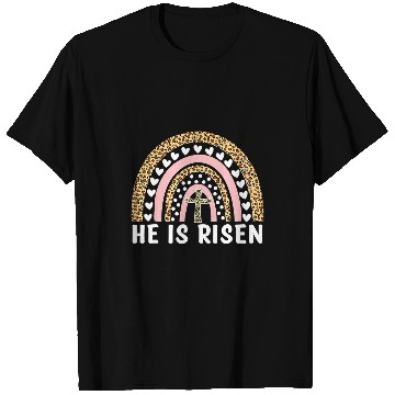 Discover Christian He Is Risen Leopard Rainbow Christian Jesus Happy Easter Day Christ T-Shirts