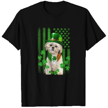 Discover American Flag Shih Tzu Dog Hat Irish St Patricks Day T-Shirts