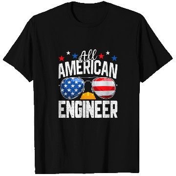 Discover Funny All American Engineer 4th of July American Flag T-Shirts