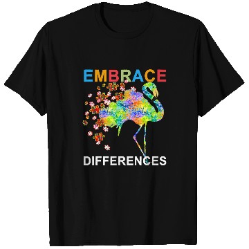 Discover Autism Flamingo Embrace Differences Awareness wild puzzle Neurodiverse T-Shirts