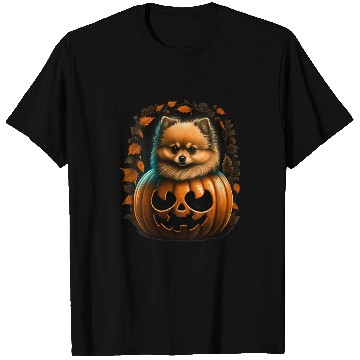 Discover Dog Pomeranian Womens Pumpkin Pomeranian costume on Pomeranian Halloween VNeck T-Shirts