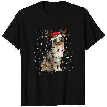 Discover Australian Shepherd Christmas Reindeer Santa Hat Pajama T-Shirts