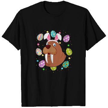 Discover Funny Easter Egg Lover Bunny Ear Walrus Face Easter Sunday T-Shirts