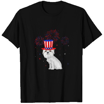 Discover Dog Maltese Red White Blue Fireworks Decor 4th Of July T-Shirts