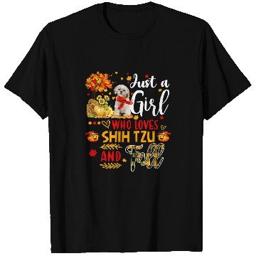 Discover Autumn Tree Shih Tzu Thanksgiving Pumpkin Dog Fall Leaf 1 T-Shirts