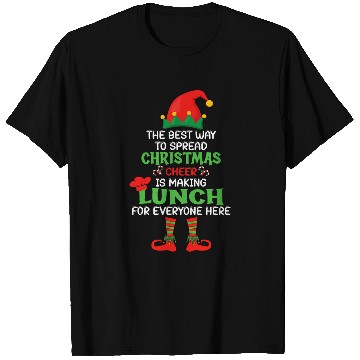 Discover Lunch Lady Christmas Cheer Elf School Cafeteria Worker T-Shirts