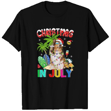 Discover Dog Shetland Sheepdog in Santa Hat Sunglasses Christmas In July T-Shirts