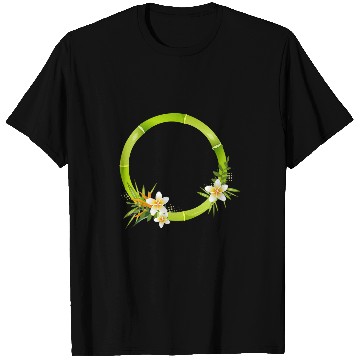 Discover Bamboo frame with leaves and exotic flowers T-Shirts