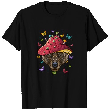 Discover Funny Bear Cottagecore Bear Aesthetic Mushroom Cute Goblincore Cute Bears T-Shirts