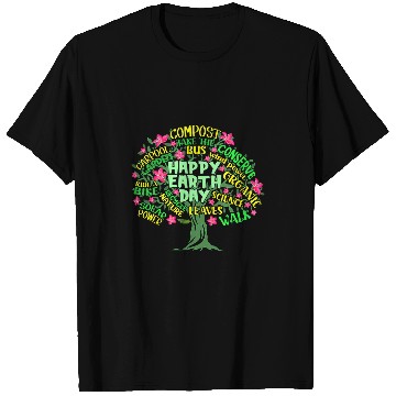 Discover Happy Earth Day Tree Drawing Illustration Word Art T-Shirts