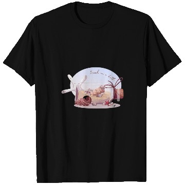 Discover Bottle with sand and seashells illustration T-Shirts