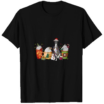 Discover Dog Grayhound Greyhound Dog Coffee Christmas With Santa Hat T-Shirts