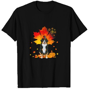 Discover Bernese Mountain Dog Lover Autumn Leaf Fall Leaves Pumpkin T-Shirts