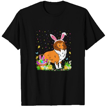Discover Easter Collie Dog Bunny Egg Hunting Collie Easter Sunday T-Shirts