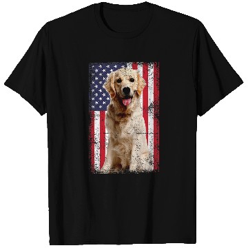Discover Goldie American Flag vintages 181 Golden Retriever Dog T-Shirts