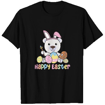 Discover Funny Bear Happy Easter Cute Polar Bear At Easter With Easter Eggs Cute Bears T-Shirts
