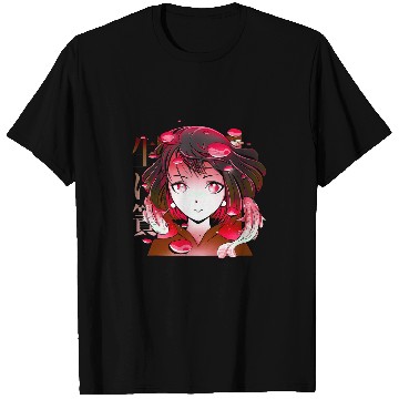 Discover Anime Girls Red Koi Fish Bubbles Otaku T-Shirts