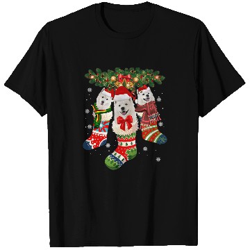 Discover Dog Samoyed Three Samoyed In Sock Christmas Santa xmass Dog T-Shirts