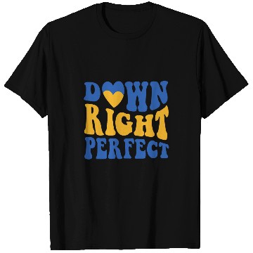 Discover Groovy World Down Syndromes Day Awareness Down Right Perfect T-Shirts