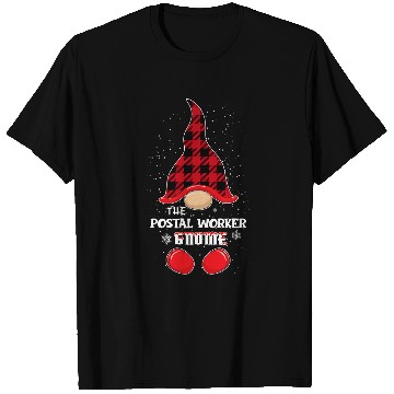 Discover Postal Worker Gnome buffalo plaids Matching Christmas T-Shirts