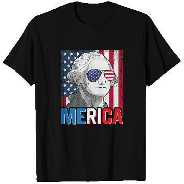 Discover George Washington 4th Of July Merica Men Women American Flag T-Shirts
