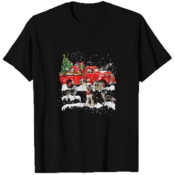 Discover Dog Husky Driving xmass Truck Christmas Tree Lights T-Shirts