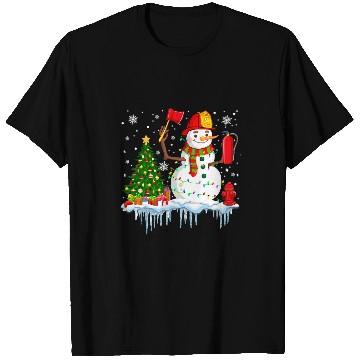Discover Fireman Firefighter Snowman Firefighter Christmas Tree xmass Lights Snowman 209 Firemen T-Shirts