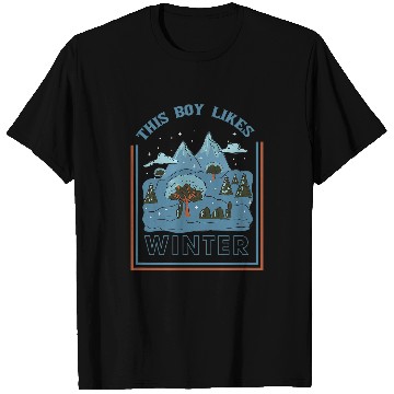 Discover Boy Likes Winter Season Cozy Snow Landscape T-Shirts