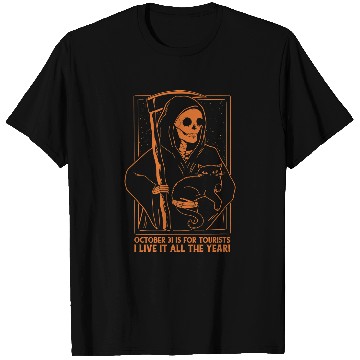 Discover Funny Halloween Tourists Grim Reaper October 131 T-Shirts