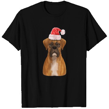 Discover Boxer Dog Santa Claus Christmas Holiday Portrait XMas T-Shirts