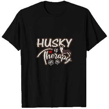 Discover Dog Husky Cute Husky Is Therapy Dog Lover Dog Mom Graphic T-Shirts