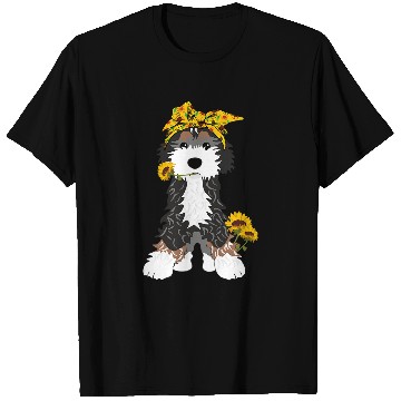 Discover Bernedoodle Dog With Sunflowers T-Shirts
