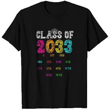 Discover Class Of 2033 PreK 12th Grade Hand Prints Space Graduation T-Shirts
