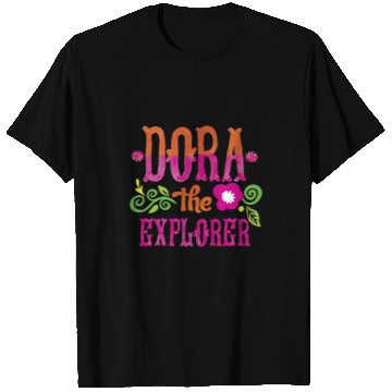 Discover Dora the Explorer Flower Word Art Logo T-Shirts