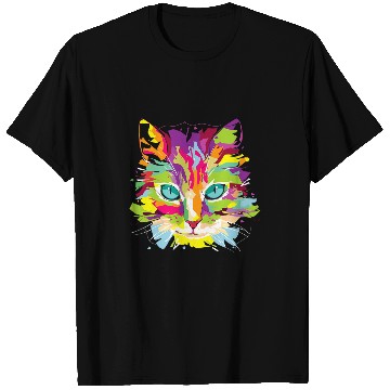 Discover Cat Face MultiColored Art T-Shirts