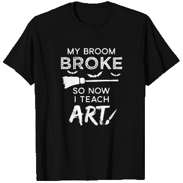 Discover Halloween School Art Teacher Witch Broom Broke T-Shirts