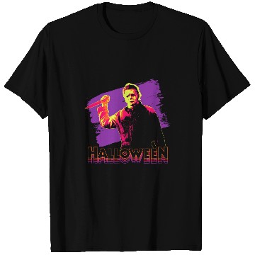 Discover Halloween Michael Myers Neon Portrait T-Shirts
