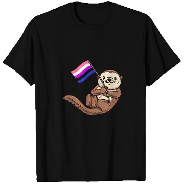 Discover Otters Sea Otter With Genderfluid Pride Flag T-Shirts