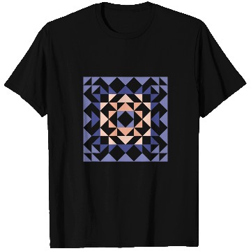 Discover Sewing Machine Barn Quilt Geometric Shapes Design in Peach and Lavender T-Shirts
